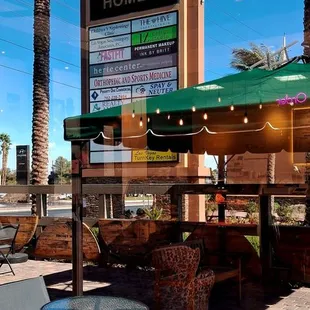 A view of the plaza sign.