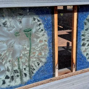 Detail within the enclosed patio wall