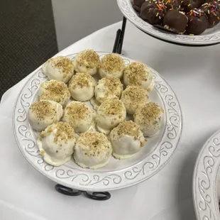 Cake ball white chocolate with chopped walnuts