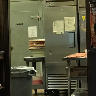 Pic of crust pre sauced and sitting on a bucket. A guy had just came by and grappled half of them and took them somewhere.