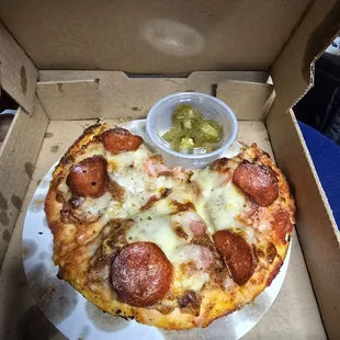 7in personal meat lovers pizza