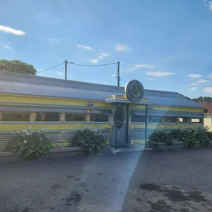 Outside of the diner.