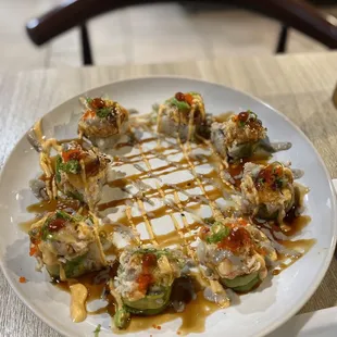 a plate of food on a table