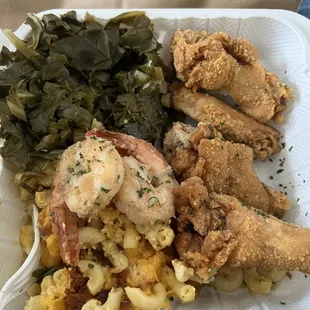Chicken Wing Combo (6pc) with collards and mac and cheese