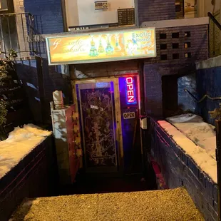 the entrance to the restaurant