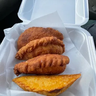 meat (below) and pineapple and cheese empanadas (above)