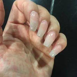 Other hand, the acrylic spills over to my cuticles