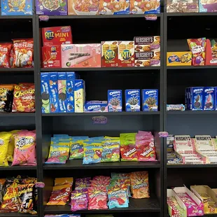 a variety of cereals and snacks