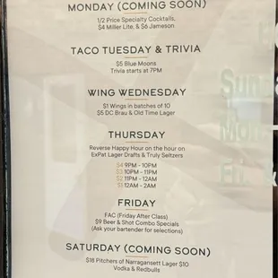 Weekly specials