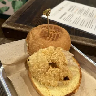Chicken sandwich with a hole in the middle?