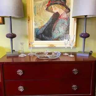 2 Drawer Chocolate Console Table is now selling for $99, Lenox Crystal Candle Holders are only $30, Stained glass lamps are only $59 each!!