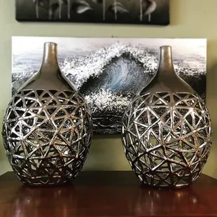 Extra Large and Eye Catching!! These Large Silver Z Gallerie Cut Out Vases Are the perfect addition to any room, now $69 each
