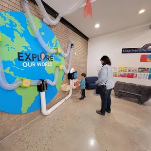 pneumatic tube wall at Explore Children's Museum
