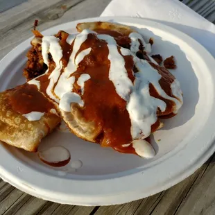 Pierogis with chorizo.