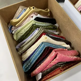 Samples of linens, tags have available sizing