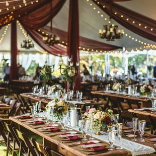 Our farm tables with our Charlotte flutes