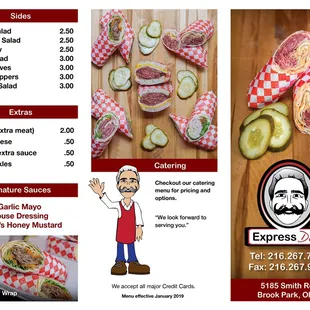 Our menu effective January 2019