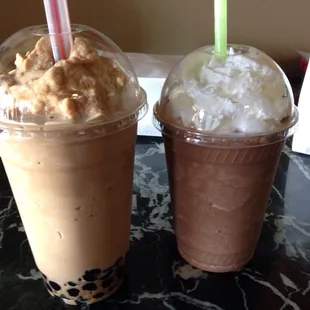 Blended milk tea with boba | Blended mocha frappe