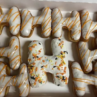 a dozen donuts in a box