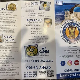 Catering menu