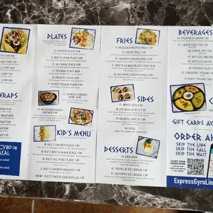 The menu
