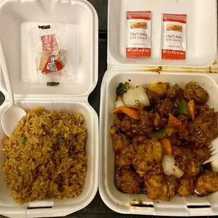 General Tso's Chicken and Fried Rice