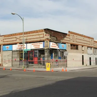 the corner of a city street