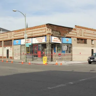 the corner of a city street