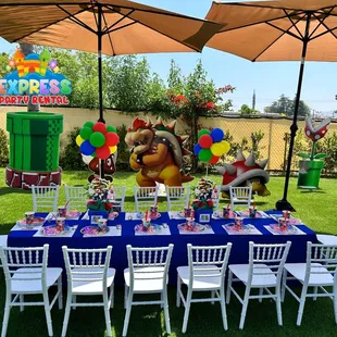 Kids Set up Table Chiavari Chairs with Super Mario Decoration !!!