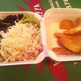 small salad and small potato wedge(I ate a few already)
