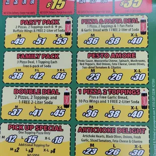 pizza, menu