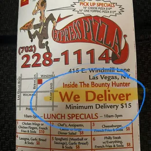 a ticket for the restaurant