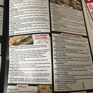 the menu for the restaurant