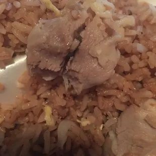Close up of the chicken in the chicken fried rice (no I didn't take a bite from it)