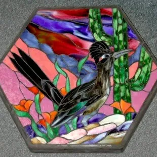 Jennifer's Roadrunner design made into a Mosaic Stepping Stone.