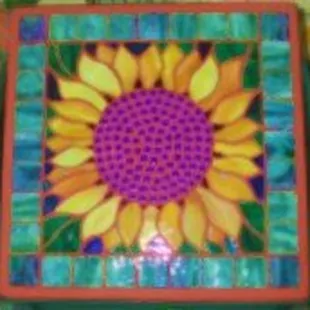 Jennifer's Sunflower design works for Glass Fusing, Stained Glass and Mosaics