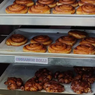trays of doughnuts on display