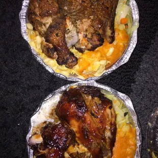 Jerk chicken and BBQ chicken