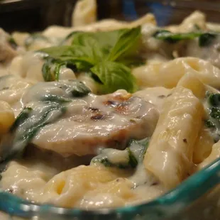 baked penne with garlic chicken sausage and spinach