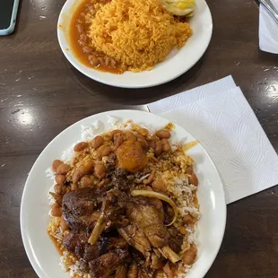 two plates of food on a table