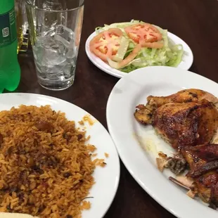 two plates of food on a table