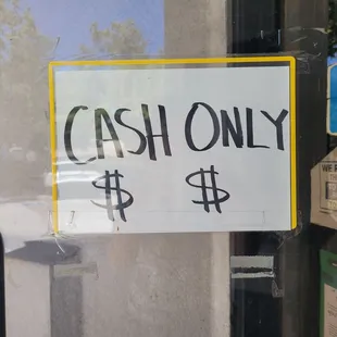 a cash only sign