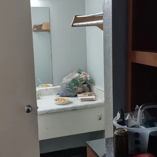 The nasty door to the bathroom