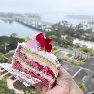 Cake with a view . This is le fraisier - it&apos;s gluten free!