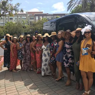 12 lovely ladies on route to wine country celebrating a bachelorette party