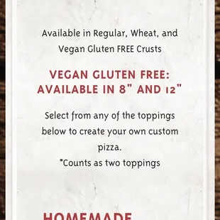 Only Vegan and Gluten in 8&quot; and 12&quot;