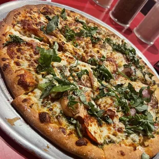 Pesto!!! Can't go wrong with pesto! Pizza was great and had a great selection of beers to pair with, loved the atmosphere