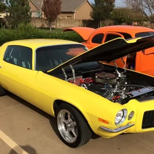 1973 Camaro. Body work, and alignment. Complete yellow paint, with gold pearl in clear.