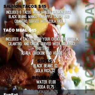 Today&apos;s menu.  Salmon jerk tacos were grilled and filled with delicious salmon!
