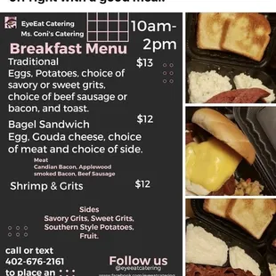 Sample breakfast menu.
